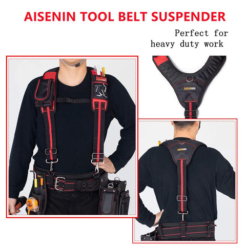 Heavy Duty Tool Belt Suspenders With Magnet Pocket And Large Movable Phone Holder For Construction Workers Pencil Holder