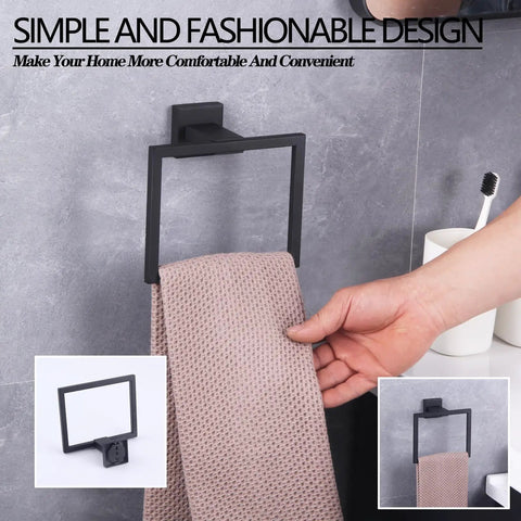Dope Modern Black Towel Holder Made From SUS304 Stainless Steel Rustproof And Heavy Duty Wall Mount Towel Ring For Bathroom Lavatory