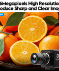 16MP HD USB Camera With 2.8 to 12mm 4X Optical Zoom CS Mount Lens capturing citrus fruit details.