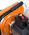 Close-up of controls on the Woodworking Dust Collector With 5.7 Amp Motor Delivers 660 CFM 6 Inch Impeller 4 Inch Dust Port 12 Gallon Bag Mobile Base Optional Wall Mount Model DC3401.