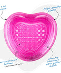 Top-down view of sparkly 3 level inflatable kiddie pool for beating the heat in the backyard, transparent glitter pool.