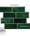 Peel And Stick Backsplash Tile Kit For Kitchen And Bath, Five Easy Sheets Of 11.56 By 8.38 Inches, showing size and adhesive guarantee