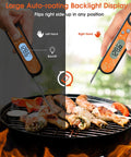 Instant Read Digital Meat Thermometer For Grillin And Roasting, Fast And Accurate, Backlit Display With Auto Rotating Screen in use on BBQ