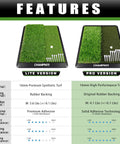 Comparison of Lite and Pro Game Ready Turf Golf Hitting Mat With 9 Tees And Rubber Tee Holder Heavy Duty Backing Indoor Outdoor Practice Mat