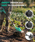 Person using Cordless 21V Tiller Cultivator For Gardening, 350 RPM Electric Garden Tiller with 2x3.0Ah Batteries on soil