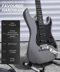 Starter Electric Guitar Kit With 39 Inch DST-80 All In One Bundle Featuring Classic SSS Pickup leaning on wall