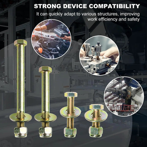 Beefy Half Inch Hex Head Bolt With Nylon Lock Nut And Large Washer Kit In Colored Galvanized Alloy Steel Grade Five Four Pack for heavy-duty fastening