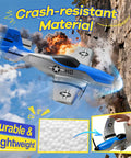 P51 Mustang RC Airplane For Beginners With 2.4GHz Control 3 Channel Remote 6 Axis Gyro flying near cliff demonstrating durability