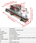 Automatic Liquid Filling Machine With Magnetic Pump And Four Eight Millimeter Nozzles Handles Five To One Thousand Milliliter Bottles On A Fifty Six Inch Conveyor Belt For Rock Solid Workflow shown from an angle displaying dimensions and components.