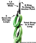 Two Pack Garage Organization System with Five Securing Loop Straps and Adjustable Buckles for Extension Cords Hoses Rope