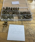 165 Piece Rivet Nut Kit Flat Rivnut Rivet Nuts Threaded Inserts M3 To M8 with organized compartments on a wooden surface