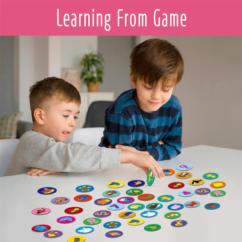 Children playing with Math Games Round Cards For Kids Add Subtract Fun And Easy 120 Math Facts Cards for counting and number sense.