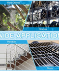 Collage of aluminum applications including wind chimes, shelving, handrails, and stove, highlighting aluminum versatility.