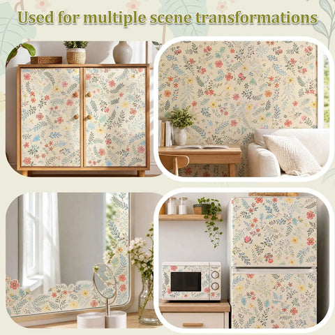 Self Adhesive Floral Peel And Stick Wallpaper Roll For Renters Featuring No Fuss Quick Install Water Resistant Scratch Proof Vinyl Wall Covering on cabinets and walls.