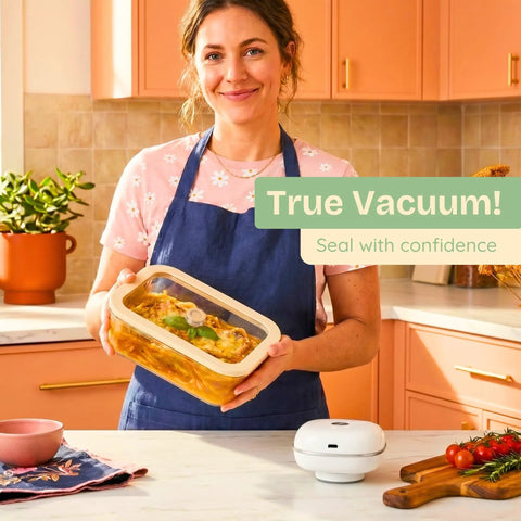 Ziruma Non Toxic Electric Vacuum Pump Auto Seal Rechargeable Sealer Only For Food Storage, compact kitchen aid in use.