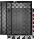 Front view of 400x400mm steel honeycomb laser bed with ruler-edged frame for desktop engravers