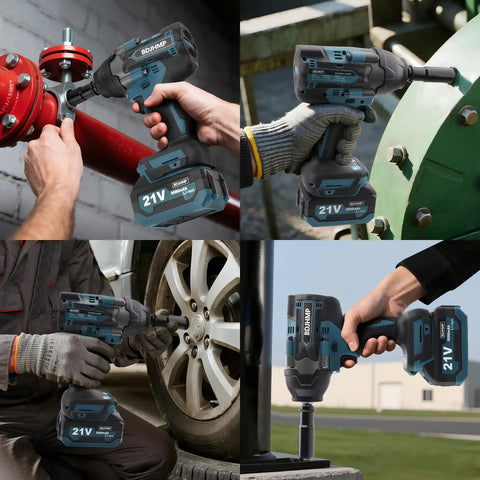 Badass Cordless Impact Wrench Featuring A Brushless Motor That Cranks Out Knockout Torque With Tough As Nails Build Quality Built Like A Tank For Rugged Jobsites And Makita 18V Battery Compatibility in various uses, showing versatility.