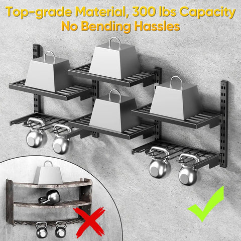 Heavy Duty Wall Mount Tool Organizer With Six Adjustable Shelves And Cordless Drill Holder, Iron Tool Rack For Garage Workshop, Supports Up To 300lbs, Modular Design For Flexible, Easy Custom Storage