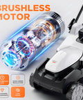 16 Inch Cordless Lawn Mower With Dual 20V 4.0Ah Batteries, Brushless Motor, Ultra Lightweight Yard Buddy, 6-Position Height Adjustment, Includes 2x 4.0Ah Batteries and Charger, Easy Start For Fast, Clean Cuts In Small To Medium Yards, brushless motor detail