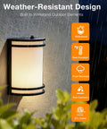 Two Pack Dusk To Dawn LED Outdoor Wall Sconce with wet location aluminum housing illuminating in rain