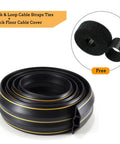 10ft Floor Cord Cover For Home Or Office With 3 Cord Channels Quick Install Cable Protector And Wire Organizer To Keep Wires Neat And No Trip Hazards Black, shown with hook and loop straps