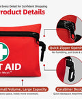 General Medi Mini First Aid Kit, red compact 110-piece kit with zip opening and carabiner