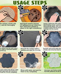Illustration of steps for using Two Big Paw Print Stepping Stone Molds Set 16 Inch And 13 Inch Concrete Textured Plastic Craft Molds for Garden Decor.