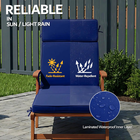 72 x 21 Inch Outdoor Chaise Lounge Cushions Set of 2 With Removable Covers 4-Section Design Water Repellent And Fade Resistant