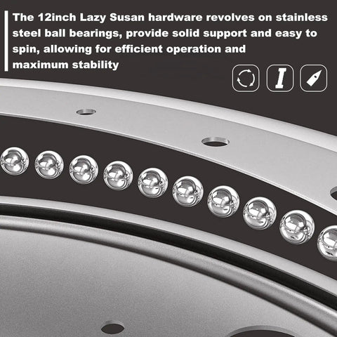 Rock Solid Four Pack Of Twelve Inch Lazy Susan Bearings Forged From Heavy Duty Galvanized Steel Delivers Thousand Pound Load Capacity close-up of steel ball bearings.