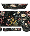 Floral 4in1 Large Desk Cover Mat With Ergonomic Wrist Rest, XXL Anti Slip Mouse Pad And Keyboard Pad, Extended 35.4 Inch By 15.7 Inch Desk Protector For Desktop, Non Slip, Comfortable Wrist Support featuring elegant floral pattern