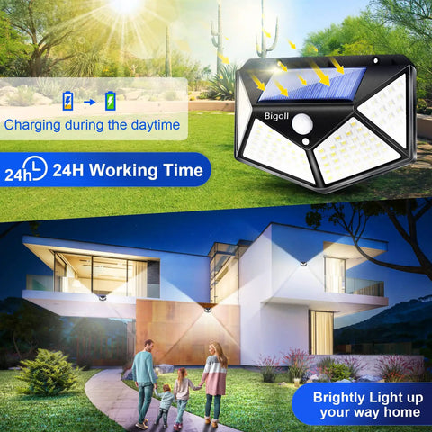Dope Solar Outdoor Lights 6 Pack With Motion Sensor IP65 Waterproof 100 LED 3 Modes 270 Degree Wide Lighting Angle on modern house
