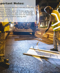 Heavy Duty Hi Vis Reflective Safety Vest In Bright Neon Green With Spacious Pockets Lightweight Mesh Workwear For Contractors And Road Crews worn by workers at night while painting lines on a road.