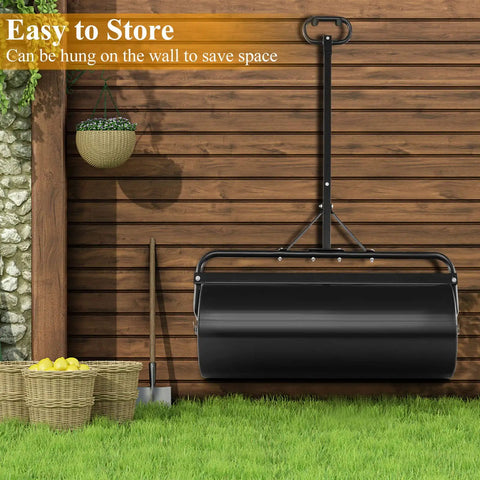 Tow Behind And Manual Lawn Roller 30 Gallon Water Filled Steel Sod Roller With Push Pull Handle for Yard Park Garden and Ball Field