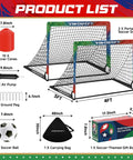 Two Pack Easy Fold Pop Up Kids Soccer Goals For Backyard Play With Net Size 3 Soccer Ball Pump 10 Training Cones Ground Stakes And Carry Bag