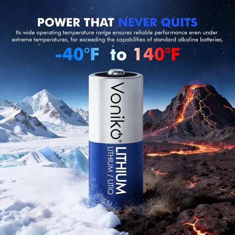 High Capacity Cr123A 3V Lithium Battery 6 Pack Heavy Duty Non Rechargeable Cells Offer Pure Bang For Your Buck And Serious Power For Smoke Alarms Tactical Flashlights Smart Security Sensors And Home Automation Running Flawless Daily on snow and volcanic background.