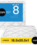 Air Filter MERV 8 Budget Friendly 4 Pack 18.5 By 20.5 By 0.75 Inches For Home AC Furnace And HVAC Systems Dust Pet Dander Allergen Control