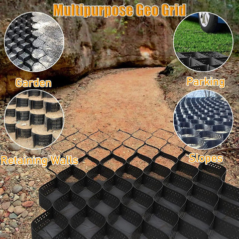 Heavy-Duty Gravel Grid Stabilizer For Driveways And Pathways, Durable Honeycomb Paver System in outdoor setting
