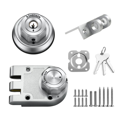 Keyless Jimmy-Proof Deadbolt Lock With Unpickable Night Latch And Anti Mislock Button 304 Stainless Steel components and keys