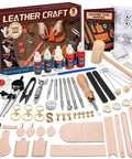 Dope Leather Working Kit With Pro Grade Tools And Dyes For DIY Beginners Includes Stamping Carving Sewing Edge Sealing And Video Tutorials