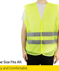 Front view of 20 Pack Yellow Hi Vis Reflective Safety Vests With 360 Degree Visibility And Silver Strips Mesh Lightweight