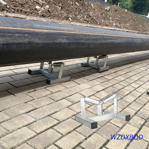 Heavy Duty Pipe Roller Stand For Gas Piping And Welding Alignment, Adjustable 50-315mm Rollers For PE Pipe shown in use