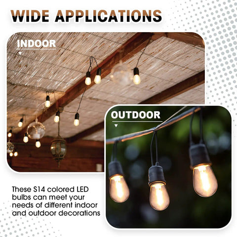 100 Pack LED Replacement Bulbs For Outdoor String Lights No Fuss Easy Install Shatterproof Waterproof Plastic Filament Bulbs With E26 Base Warm White Vintage Patio Lighting 110V Clear Bulbs for indoor and outdoor use