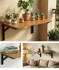 Black 16 Inch Folding Shelf Brackets 2 Pack Heavy Duty Stainless Steel Wall Mount Brackets Foldable Table Hinge for plants