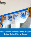 Person applying Advanced Masking Film for Hand Masker, 8 Rolls, 99 In x 90 Ft, Static Cling Keeps Film In Place on a window frame