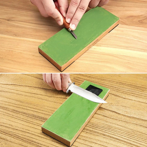 Pro Grade Leather Strop Kit 8x3 Inch Cowhide Strop Block With 2 Oz Green Polishing Compound And Angle Guide for honing knives