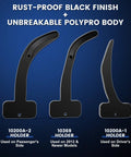 Rust-proof black finish components of 3.6L Pentastar Timing Tool Kit for Chrysler, Dodge, Jeep, and Ram, set of three holders.