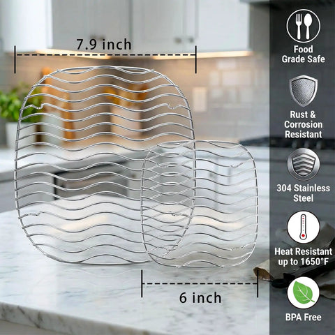 Solid Heavy Duty Two Piece Stainless Steel Crisper Rack Compatible With Ninja Crispi Air Fryer FN101 And AS101, 7.9 and 6 inch sizes.