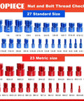 Killer Nut Bolt Thread Checker Kit 50 Pcs Standard And Metric Inch Size Gauges Detachable Screw Identifier with 27 Sizes
