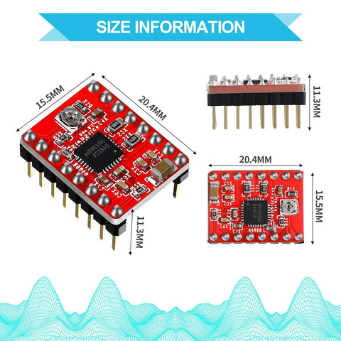 Dope 10 Pack Stepper Motor Driver Modules With Heat Sinks For A4988 Stepstick Controllers Micro Step Ready Size Diagram