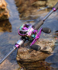 Two Piece Carbon And Glass Fiber Composite Fishing Rod For Bass Trout And Crappie Spinning And Casting Travel Ready Six Foot Purple